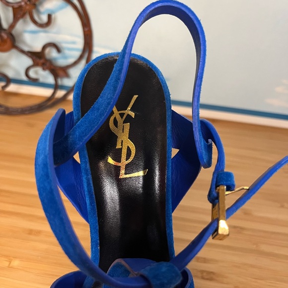 Authentic blue suede YSL Tribute stiletto - Picture 5 of 9